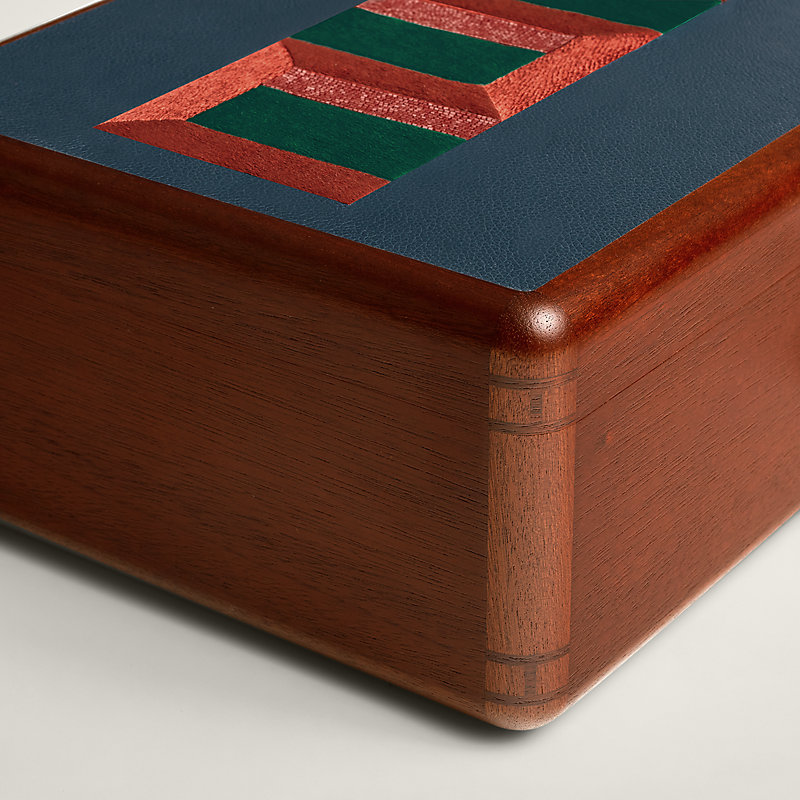 Casaque Perspectives Indiennes watch and cufflink box - Blue